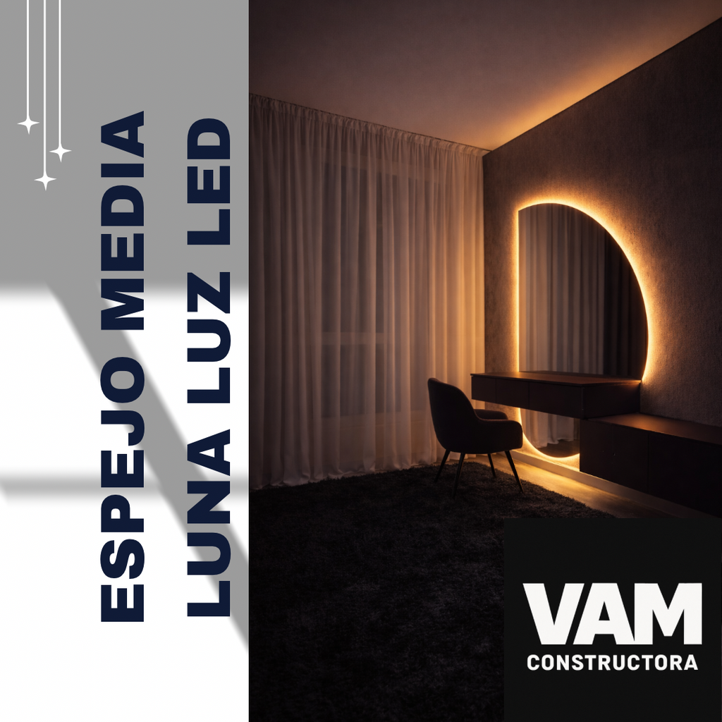 Espejo tocador media luna con luz led