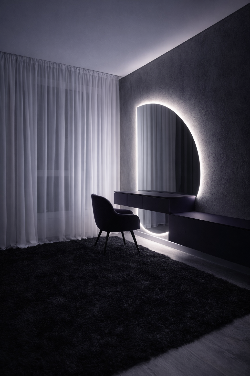 Espejo tocador media luna con luz led