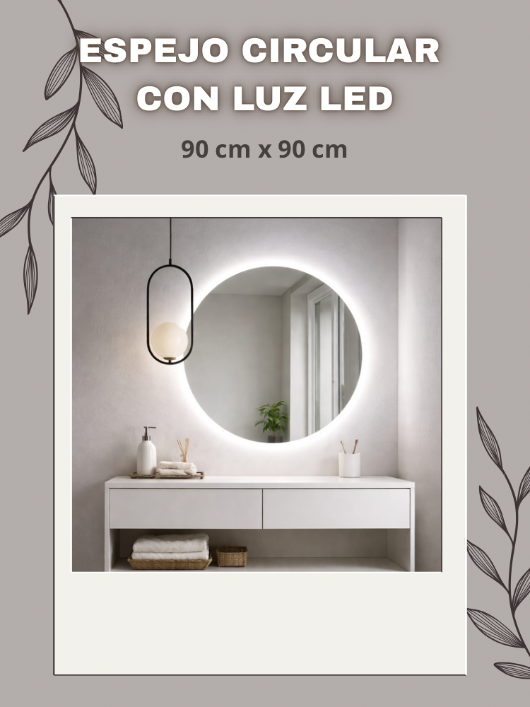 Espejo flotante circular con luz led
