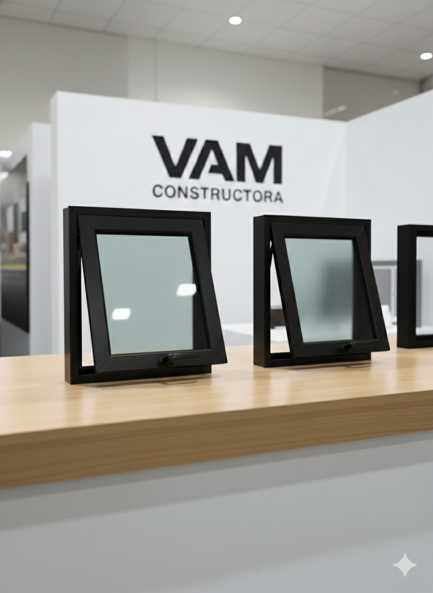 Ventana de aluminio con vidrio esmerilado