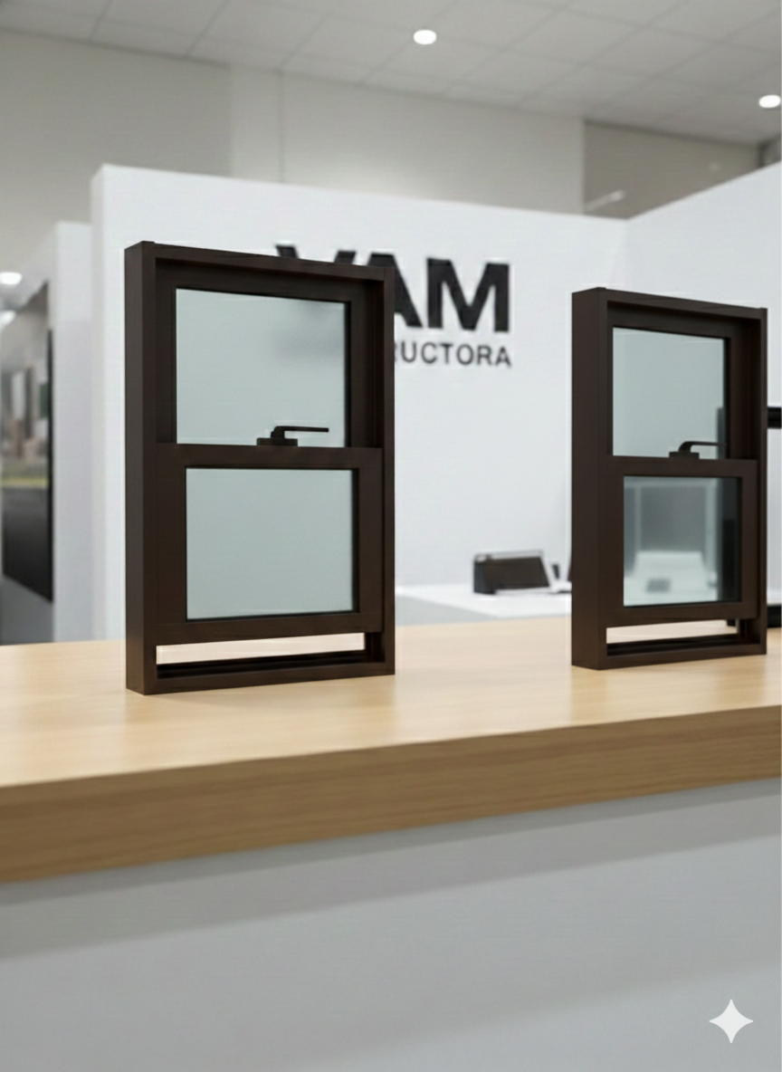 Ventana guillotina de aluminio o madera