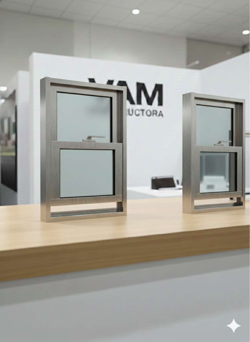 Ventana guillotina de aluminio o madera