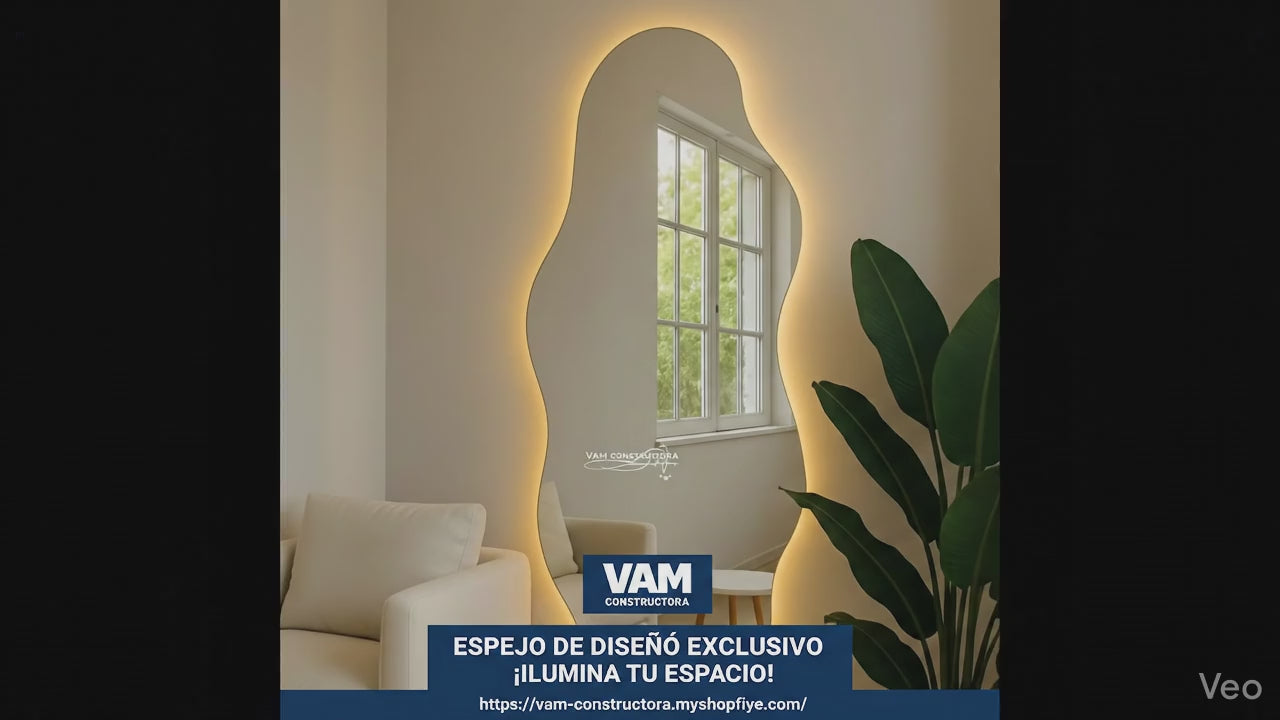 Espejo 6 olas con luz led